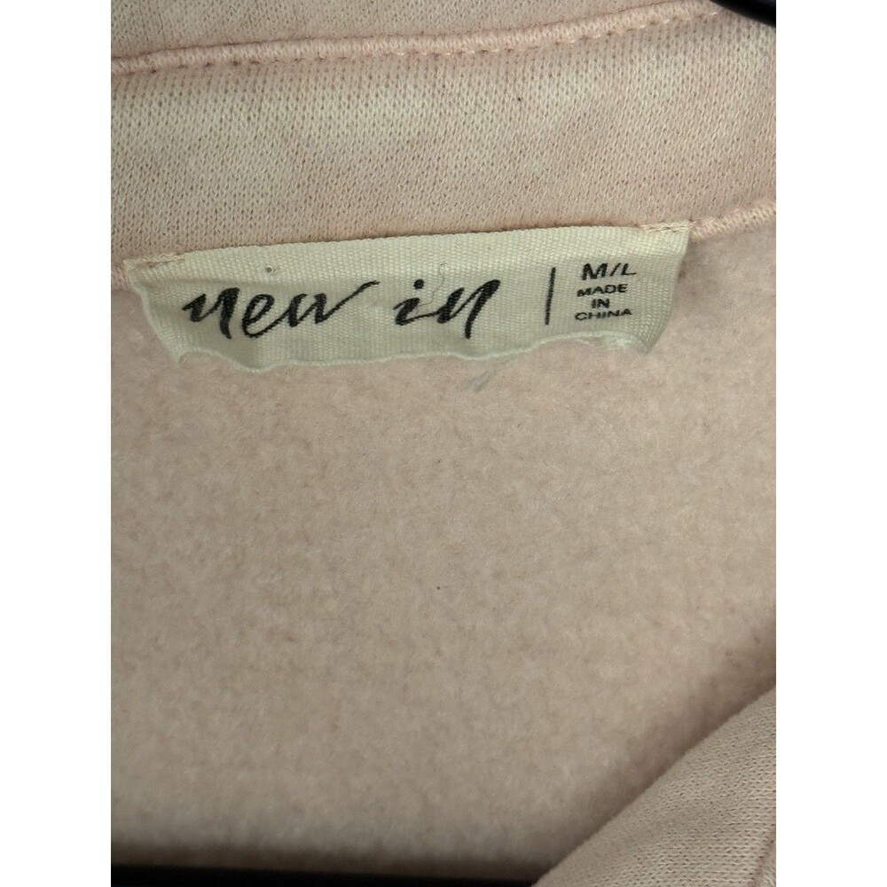 New In Womens Oversized Colorblock Sweatshirt Pullover Collared Pink M/L - Picture 7 of 9